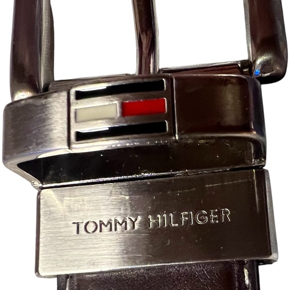 TOMMY HILFIGER LEATHER BELT Brown Black Bonded Leather Men’s Size 38 FAST SHIP - Picture 5 of 10
